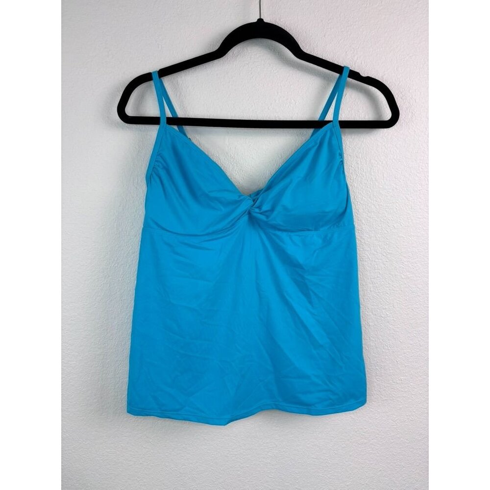 Athleta women's large pool blue twist front tankini swim top